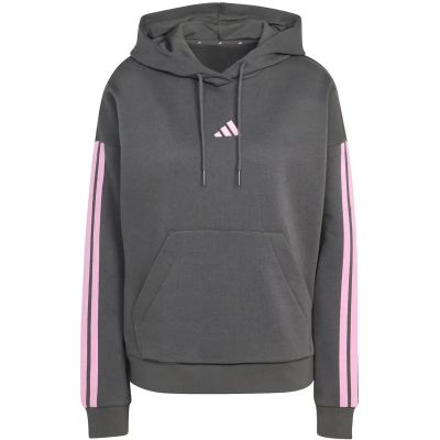 Damen Kapuzensweat ESSENTIALS 3-STREIFEN FLEECE in grau