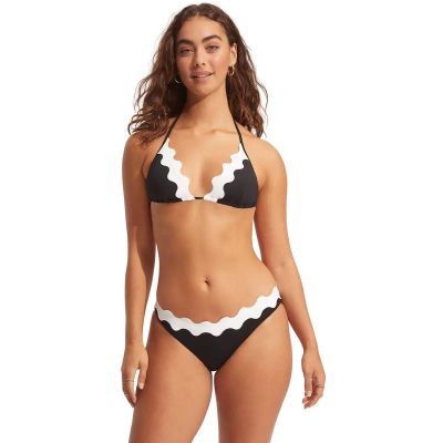 SEAFOLLY Damen Bikinihose Gia Ric Rac Hipster Pant in schwarz