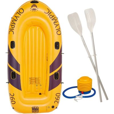 Happy People - Olympic Sportboot 260er Gelb mit Paddel und Blasebalg Schlauchboot Paddelboot in gelb