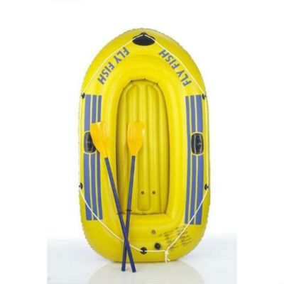 Happy People - Olympic Sportboot 230er Gelb mit Paddel und Blasebalg Schlauchboot Paddelboot in gelb