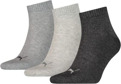 PUMA Plain Quarter-Socken 3er-Pack in silber