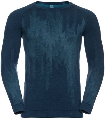 ODLO Herren Unterhemd BL TOP crew neck l/s KINSHIP P in blau
