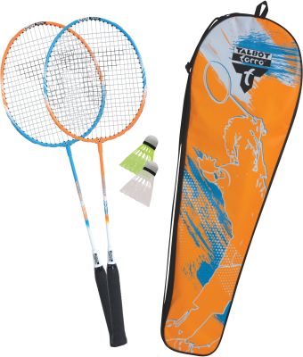 Talbot Torro Badminton-Set 2-Attacker, 2 Schläger, 2 Federbälle, in wertiger Tasche, 449411 000 - in grau