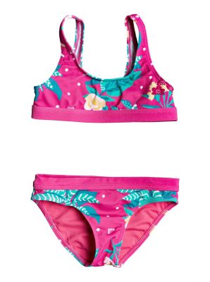 ROXY Magical Sea Kinder Bikini in mlb6 pink flambe sunnyplace