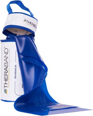 THERA-BAND TheraBand Übungsband in RV-Tasche 2,50 m, extra stark, blau, inkl. Anleitung in blau