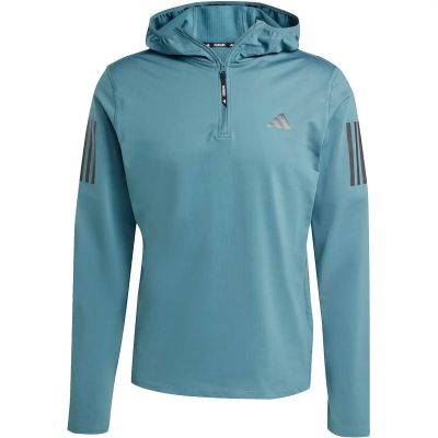 Herren Sweatshirt Own The Run Winterized Hoodie mit halbem Reißverschluss in blau