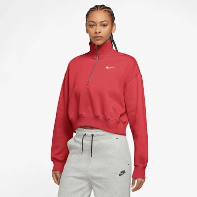 Nike W Nsw Phnx Flc Qz Crop in rot