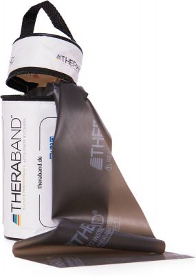 THERA-BAND TheraBand Übungsband in RV-Tasche 2,50 m, spezial stark, schwarz, inkl. Anleitung in schwarz