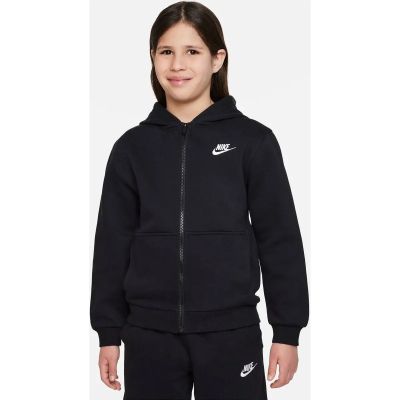 NIKE Kinder Unterjacke K NSW CLUB FLC HD FZ LS LBR in schwarz